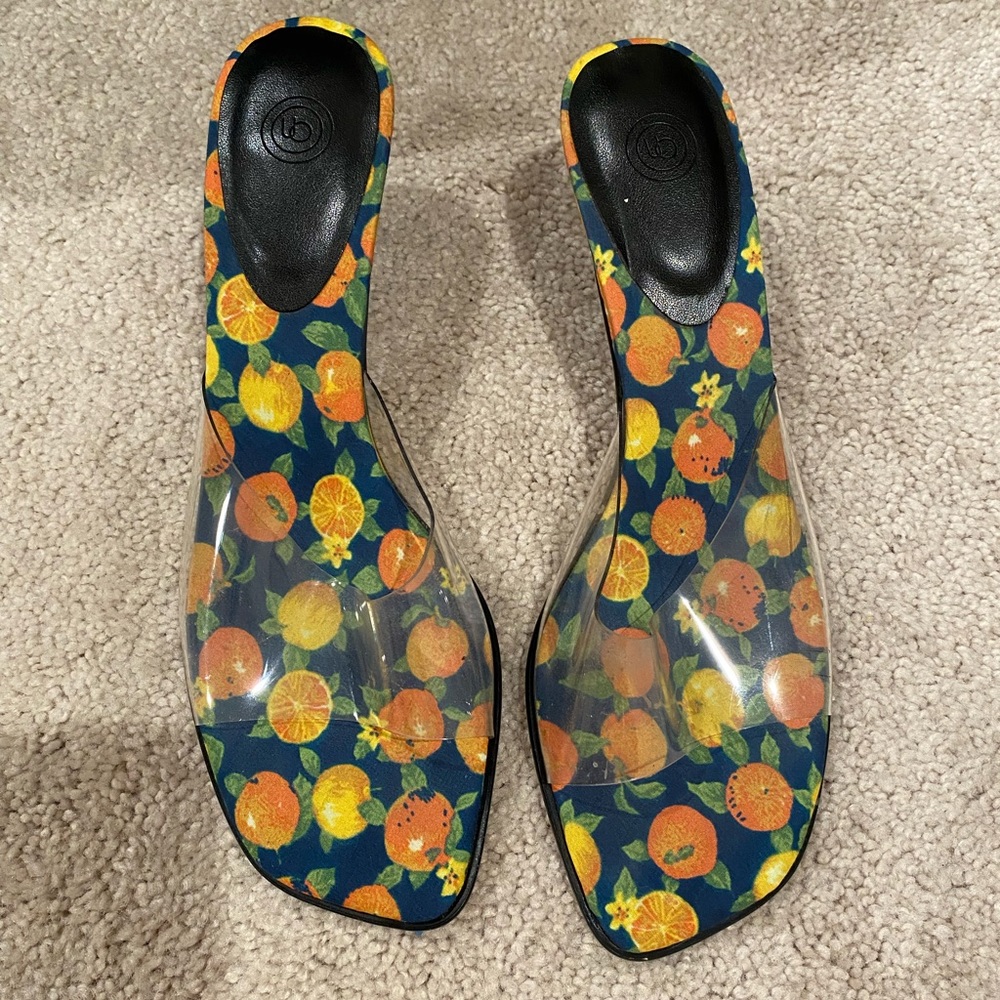 Perspex heeled sandals